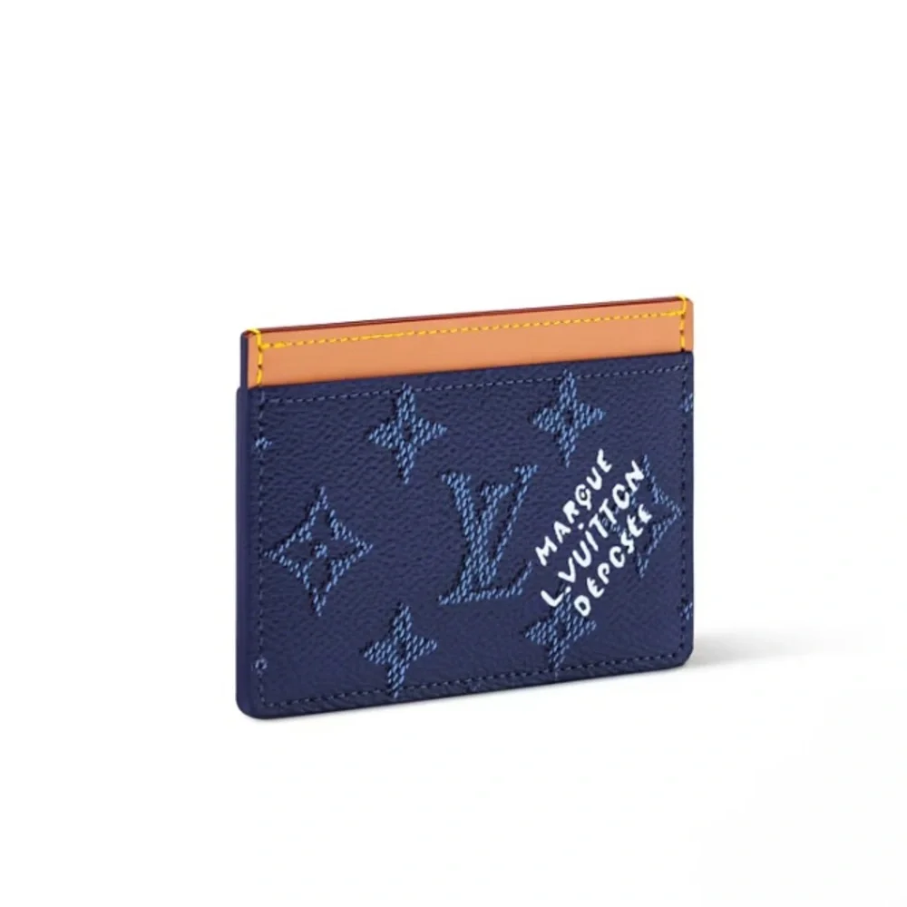 Louis Vuitton Blue and Tan Card Holder